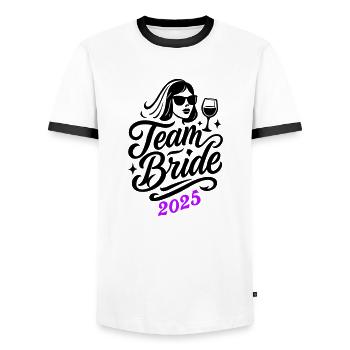 Team Bride 2025 - Men's Ringer Shirt - white/black - Front - AI Model Female 172 light (172cm) & AI Model Male 178 dark (178cm)