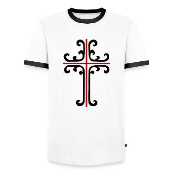 Kreuz Ornament - Männer Kontrast-T-Shirt - Weiß/Schwarz - Vorne - AI Model Female 172 light (172cm) & AI Model Male 178 dark (178cm)