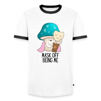 autistische Maske gegen Autismus neurospicy - Männer Kontrast-T-Shirt - Weiß/Schwarz - Vorne - AI Model Female 172 light (172cm) & AI Model Male 178 dark (178cm)