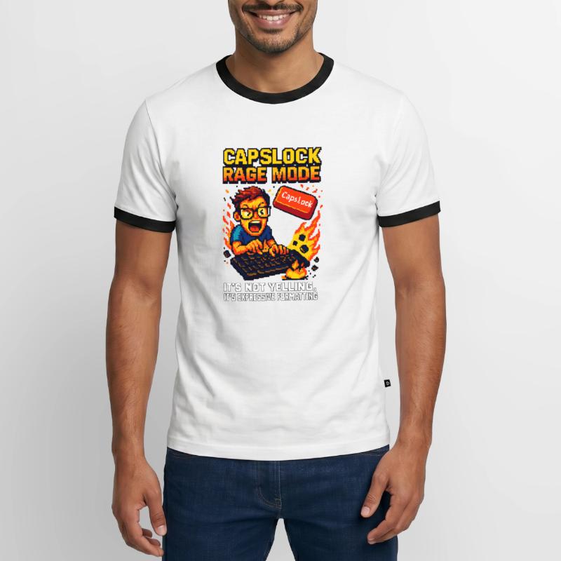 Capslock Rage Mode - Nerd de pixels en colère T-shirt contrasté Homme