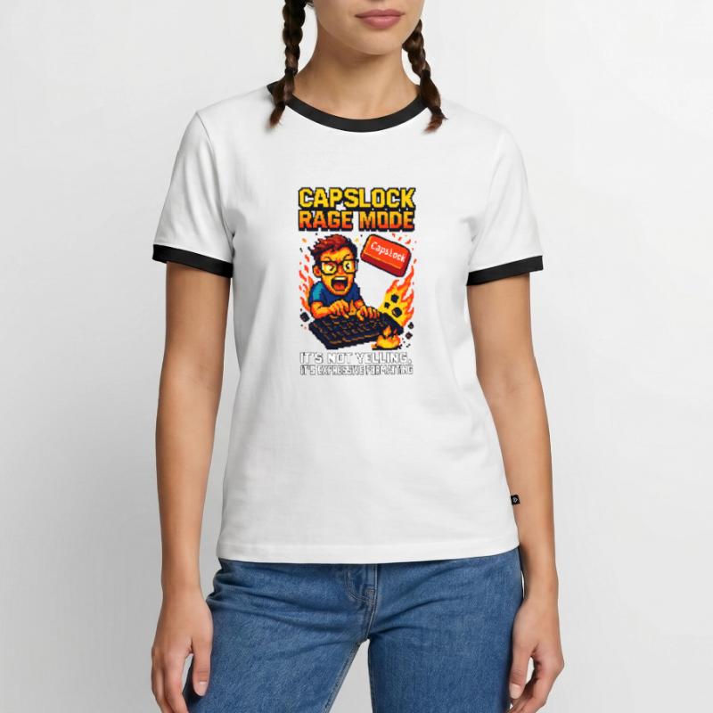 Capslock Rage Mode – Wütender Pixel-Nerd Männer Kontrast-T-Shirt