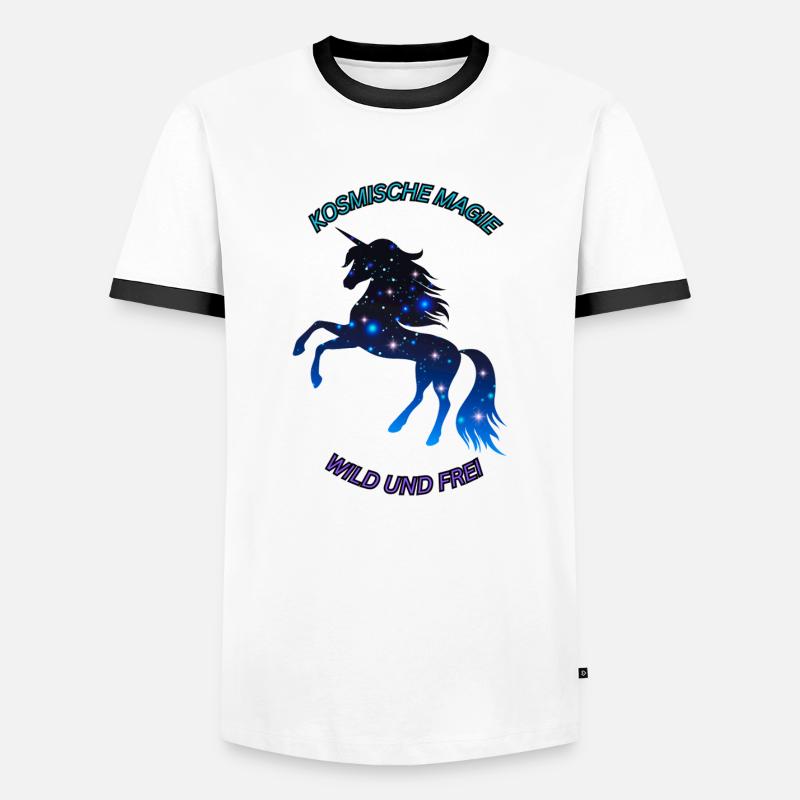 Kosmisches Einhorn - Männer Kontrast-T-Shirt - Weiß/Schwarz