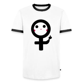 Femme - T-shirt contrasté Homme - blanc/noir - Devant - AI Model Female 172 light (172cm) & AI Model Male 178 dark (178cm)