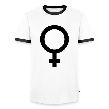 Frau - Männer Kontrast-T-Shirt - Weiß/Schwarz - Vorne - AI Model Female 172 light (172cm) & AI Model Male 178 dark (178cm)