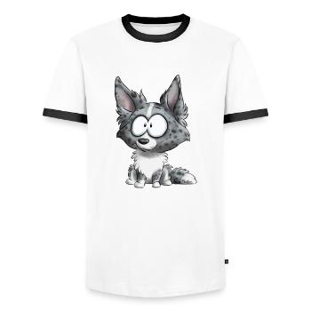 Je suis Border Collie - Bleu Merle - T-shirt contrasté Homme - blanc/noir - Devant - AI Model Female 172 light (172cm) & AI Model Male 178 dark (178cm)