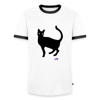Chat - T-shirt contrasté Homme - blanc/noir - Devant - AI Model Female 172 light (172cm) & AI Model Male 178 dark (178cm)