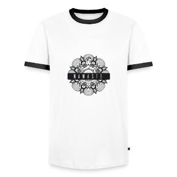 Namaste - T-shirt contrasté Homme - blanc/noir - Devant - AI Model Female 172 light (172cm) & AI Model Male 178 dark (178cm)