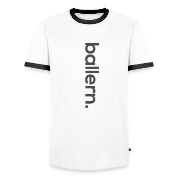 ballern. - Männer Kontrast-T-Shirt - Weiß/Schwarz - Vorne - AI Model Female 172 light (172cm) & AI Model Male 178 dark (178cm)
