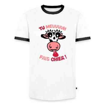 Sie Kuhscheiße Begriff muhen - Männer Kontrast-T-Shirt - Weiß/Schwarz - Vorne - AI Model Female 172 light (172cm) & AI Model Male 178 dark (178cm)