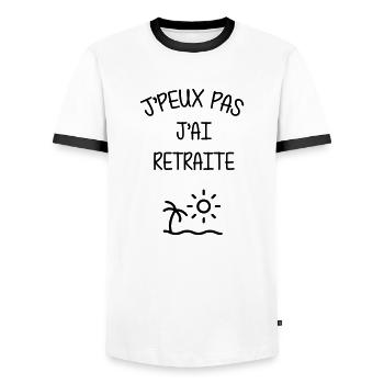 Retirement Pensioner Ruhestand Rentner Retraite - Men's Ringer Shirt - white/black - Front - AI Model Female 172 light (172cm) & AI Model Male 178 dark (178cm)