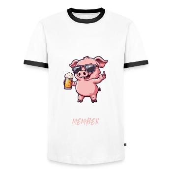 Membre de l'équipage Malle Party Majorque - T-shirt contrasté Homme - blanc/noir - Devant - AI Model Female 172 light (172cm) & AI Model Male 178 dark (178cm)