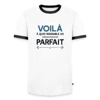 Un Organisateur parfait métier cadeau - T-shirt contrasté Homme - blanc/noir - Devant - AI Model Female 172 light (172cm) & AI Model Male 178 dark (178cm)