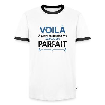 Un Agriculteur parfait métier cadeau - T-shirt contrasté Homme - blanc/noir - Devant - AI Model Female 172 light (172cm) & AI Model Male 178 dark (178cm)