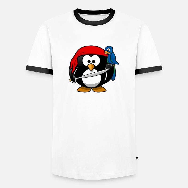 Pinguin - Männer Kontrast-T-Shirt - Weiß/Schwarz