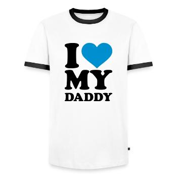 I love my Daddy - Men's Ringer Shirt - white/black - Front - AI Model Female 172 light (172cm) & AI Model Male 178 dark (178cm)