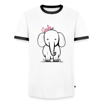 Elephant smile - T-shirt contrasté Homme - blanc/noir - Devant - AI Model Female 172 light (172cm) & AI Model Male 178 dark (178cm)
