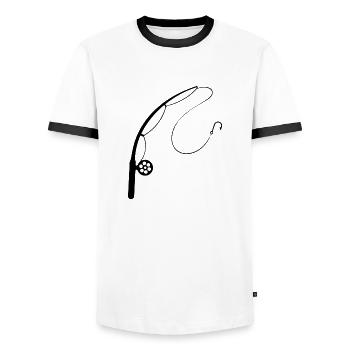Cast The Fishing Rod - Men's Ringer Shirt - white/black - Front - AI Model Female 172 light (172cm) & AI Model Male 178 dark (178cm)