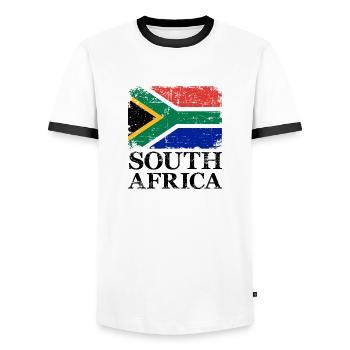 Afrique du Sud - T-shirt contrasté Homme - blanc/noir - Devant - AI Model Female 172 light (172cm) & AI Model Male 178 dark (178cm)