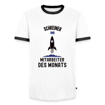 Mitarbeiter des Monats Schreiner Bester Mann Danke - Männer Kontrast-T-Shirt - Weiß/Schwarz - Vorne - AI Model Female 172 light (172cm) & AI Model Male 178 dark (178cm)
