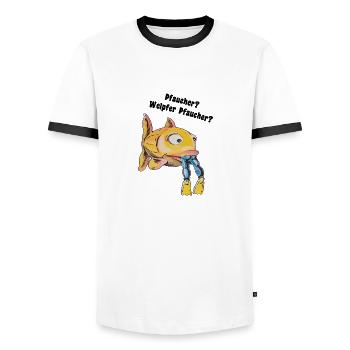 Taucher - Welcher Taucher - Männer Kontrast-T-Shirt - Weiß/Schwarz - Vorne - AI Model Female 172 light (172cm) & AI Model Male 178 dark (178cm)