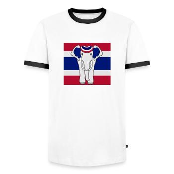 help_for_elephants_03 - Männer Kontrast-T-Shirt - Weiß/Schwarz - Vorne - AI Model Female 172 light (172cm) & AI Model Male 178 dark (178cm)