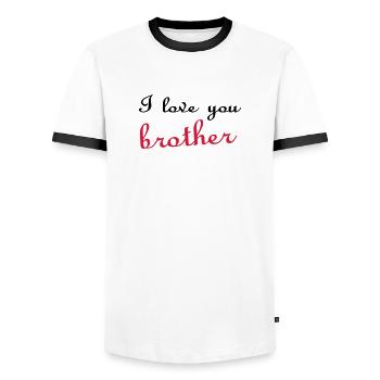 I love you brother - T-shirt contrasté Homme - blanc/noir - Devant - AI Model Female 172 light (172cm) & AI Model Male 178 dark (178cm)