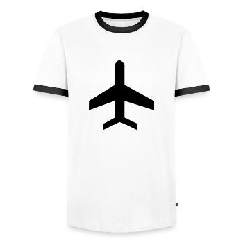 Airplane symbol icon - Men's Ringer Shirt - white/black - Front - AI Model Female 172 light (172cm) & AI Model Male 178 dark (178cm)