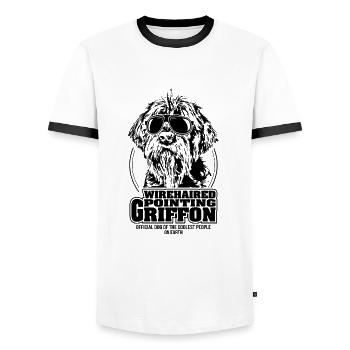 WIREHAIRED POINTING GRIFFON les plus cool people chiens - T-shirt contrasté Homme - blanc/noir - Devant - AI Model Female 172 light (172cm) & AI Model Male 178 dark (178cm)