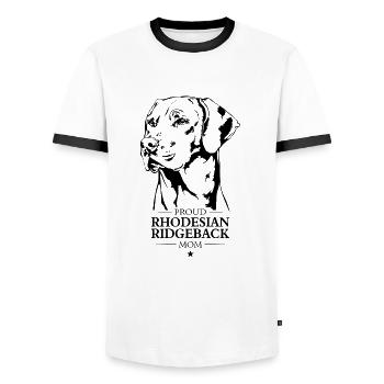 Rhodesian Ridgeback Maman Chien Chien Wilsigns - T-shirt contrasté Homme - blanc/noir - Devant - AI Model Female 172 light (172cm) & AI Model Male 178 dark (178cm)
