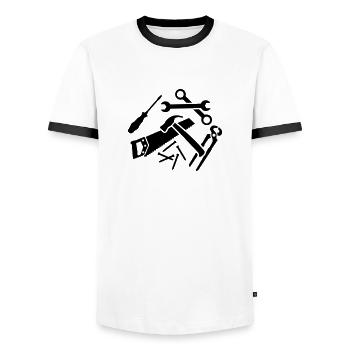 Werkzeug - Männer Kontrast-T-Shirt - Weiß/Schwarz - Vorne - AI Model Female 172 light (172cm) & AI Model Male 178 dark (178cm)
