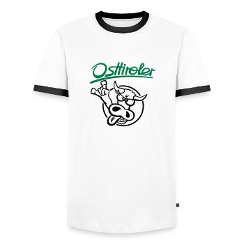 Ost Tiroler Grauvieh komplett - Männer Kontrast-T-Shirt - Weiß/Schwarz - Vorne - AI Model Female 172 light (172cm) & AI Model Male 178 dark (178cm)