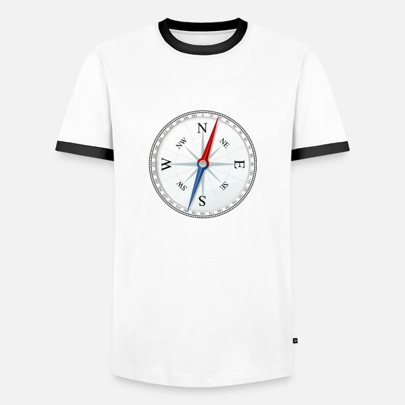 compass - Men's Ringer Shirt - white/black