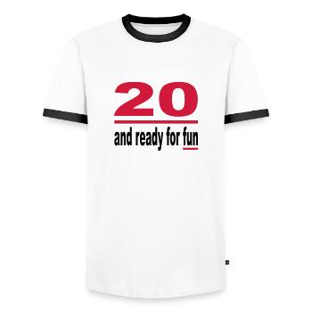 Geburstag Ready Fun Alter 20 Birthday Geschenkidee - Männer Kontrast-T-Shirt - Weiß/Schwarz - Vorne - AI Model Female 172 light (172cm) & AI Model Male 178 dark (178cm)