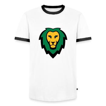 Lion Mascot Logo - Men's Ringer Shirt - white/black - Front - AI Model Female 172 light (172cm) & AI Model Male 178 dark (178cm)