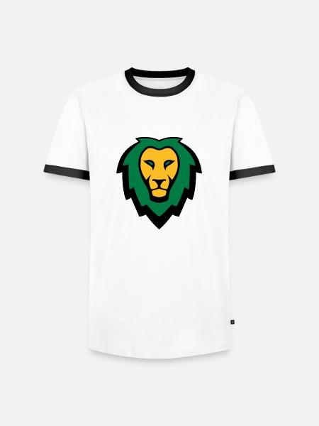 Löwe Maskottchen Logo - Männer Kontrast-T-Shirt - Weiß/Schwarz