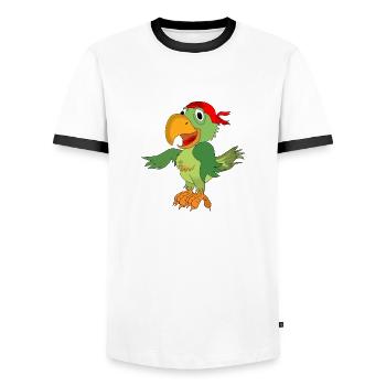 Papagei - Männer Kontrast-T-Shirt - Weiß/Schwarz - Vorne - AI Model Female 172 light (172cm) & AI Model Male 178 dark (178cm)