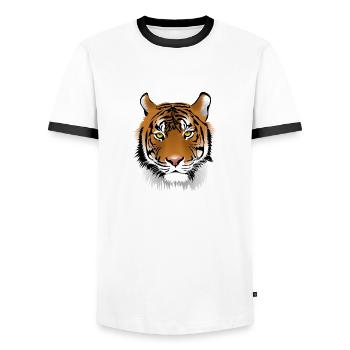 Tiger-Kopf - Männer Kontrast-T-Shirt - Weiß/Schwarz - Vorne - AI Model Female 172 light (172cm) & AI Model Male 178 dark (178cm)