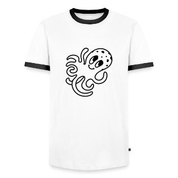 Octopus - Line - Men's Ringer Shirt - white/black - Front - AI Model Female 172 light (172cm) & AI Model Male 178 dark (178cm)
