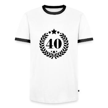 40. Geburtstags Kranz - Anniversary Wreath - Männer Kontrast-T-Shirt - Weiß/Schwarz - Vorne - AI Model Female 172 light (172cm) & AI Model Male 178 dark (178cm)