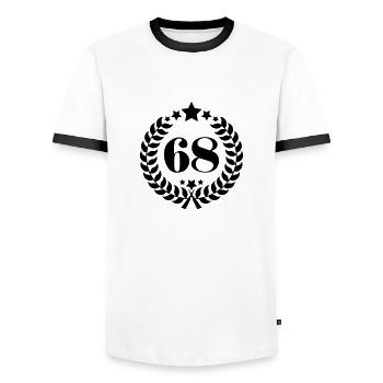 68. Geburtstags Kranz - Anniversary Wreath - Männer Kontrast-T-Shirt - Weiß/Schwarz - Vorne - AI Model Female 172 light (172cm) & AI Model Male 178 dark (178cm)