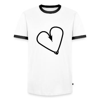 Hameçon coeur pêcheurs à la ligne de pêche de poissons crochet - T-shirt contrasté Homme - blanc/noir - Devant - AI Model Female 172 light (172cm) & AI Model Male 178 dark (178cm)