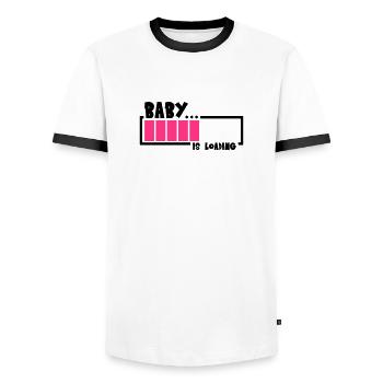 Baby Is Loading Design - T-shirt contrasté Homme - blanc/noir - Devant - AI Model Female 172 light (172cm) & AI Model Male 178 dark (178cm)