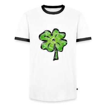 Shamrock lucky Ireland vintage - Men's Ringer Shirt - white/black - Front - AI Model Female 172 light (172cm) & AI Model Male 178 dark (178cm)