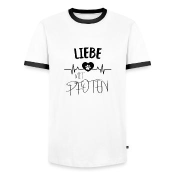 Liebe mit Pfoten - Männer Kontrast-T-Shirt - Weiß/Schwarz - Vorne - AI Model Female 172 light (172cm) & AI Model Male 178 dark (178cm)
