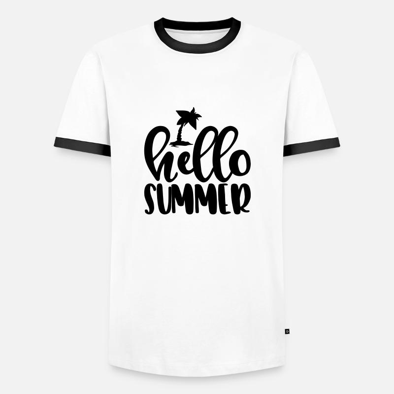 HELLO SUMMER - Männer Kontrast-T-Shirt - Weiß/Schwarz