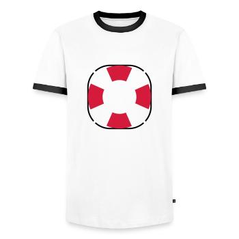 Treetanic lifebuoy - Men's Ringer Shirt - white/black - Front - AI Model Female 172 light (172cm) & AI Model Male 178 dark (178cm)