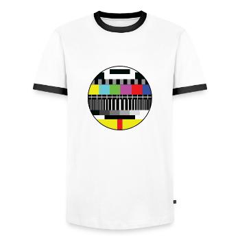 pause Signal - Men's Ringer Shirt - white/black - Front - AI Model Female 172 light (172cm) & AI Model Male 178 dark (178cm)