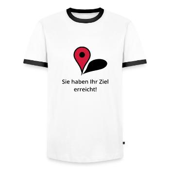 Sie haben Ihr Ziel erreicht - Männer Kontrast-T-Shirt - Weiß/Schwarz - Vorne - AI Model Female 172 light (172cm) & AI Model Male 178 dark (178cm)