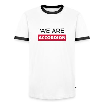 Accordéon Accordéoniste Musique Musicien Concert - T-shirt contrasté Homme - blanc/noir - Devant - AI Model Female 172 light (172cm) & AI Model Male 178 dark (178cm)