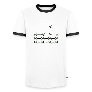 Free Freiheit Hamsterrad Ausbruch Prison Fun Toy - Männer Kontrast-T-Shirt - Weiß/Schwarz - Vorne - AI Model Female 172 light (172cm) & AI Model Male 178 dark (178cm)